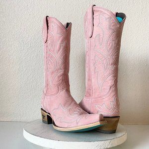 Lane Saratoga Womens Western Boots 8.5 Pink Bridal Cowboy Boots Snip Toe Tall